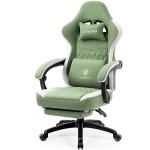 Dowinx Gaming Chair Breathable Fabric Game Chair with Gel Pad and Storage Bag, Comfortable Gamer Chair with Pocket Spring Cushion, Ergonomic Computer Chair with Footrest, Green