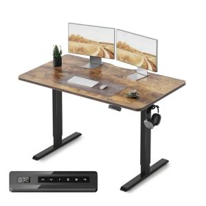 FEZIBO Electric Standing Desk, 48 x 24 Inches Height Adjustable Stand up Desk, Sit Stand Home Office Desk, Computer Desk, Rustic Brown