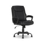Amazon Basics Classic Puresoft PU Padded Mid-Back Height Adjustable Office Computer Desk Chair with Armrest, 26"D x 23.75"W x 42"H, Black