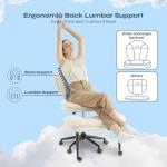 Pinmoco Ergonomic Cross Legged Office Chair for ADHD, Kneeling Chair with 360° Swivel Wheels and Reversible Seating for Meditation, Adjustable Height and Seat Deapth, Teddy Fabric, White