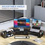 gianotter Dual Monitor Stand Riser, Desk Organizer With Drawer and 2 Pen Holders, Computer Monitor Stand, Shelf for Top of Desk, Black