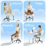 Pinmoco Ergonomic Cross Legged Office Chair for ADHD, Kneeling Chair with 360° Swivel Wheels and Reversible Seating for Meditation, Adjustable Height and Seat Deapth, Teddy Fabric, White