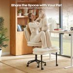 Pinmoco Ergonomic Cross Legged Office Chair for ADHD, Kneeling Chair with 360° Swivel Wheels and Reversible Seating for Meditation, Adjustable Height and Seat Deapth, Teddy Fabric, White