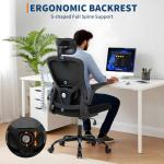 Ergonomic Office Chair 350lbs Swivel Desk Chairs with Adjustable Lumbar Support, Headrest, Flip-Up Arms and Tilt Lock, Home Office Desk Chairs with Rolling Wheels, Comfy Mesh Chair for Adults-Black