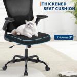 Ergonomic Office Chair 350lbs Swivel Desk Chairs with Adjustable Lumbar Support, Headrest, Flip-Up Arms and Tilt Lock, Home Office Desk Chairs with Rolling Wheels, Comfy Mesh Chair for Adults-Black