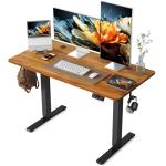 YIHAYO Electric Standing Desk, 48 x 24 Inches Stand Up Desk with Splice Board, Adjustable Height Desk, Computer Desk for Home Office, Black Frame/Rustic Brown Top