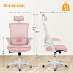 NEO Chair Ergonomic Office Desk Chair High Back Computer Gaming Mesh Chair with Comfy Task Adjustable Arms Lumbar Support Headrest Swivel for Home Office (Pink)