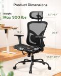 Marsail Ergonomic Mesh Office Chair,Ergonomic Desk Chair with 2D Headrest,Adjustable Lumbar Support & Up and Down Armrest