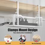 Under Desk Cable Management Tray White, Cinati Wire Organizers No Drill, Cable Tray with Clamp for Wire Management, Cord Organization Box for Office, Home - No Damage to Desk