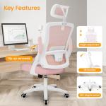 NEO Chair Ergonomic Office Desk Chair High Back Computer Gaming Mesh Chair with Comfy Task Adjustable Arms Lumbar Support Headrest Swivel for Home Office (Pink)