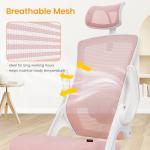 NEO Chair Ergonomic Office Desk Chair High Back Computer Gaming Mesh Chair with Comfy Task Adjustable Arms Lumbar Support Headrest Swivel for Home Office (Pink)