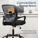 DUMOS Home Office Computer Chair - Ergonomic Mid Back Desk with Lumbar Support and Rocking Mode, Height Adjustable with Fixed Armrest, for Conference Meeting Room, 360° Swivel, Adults, Black