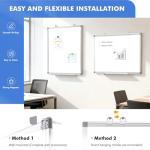 WALGLASS Double-Sided White Board, 24" x 18" Dry Erase Board Magnetic Whiteboard for Wall, Hanging Mounted Whiteboard Silver Aluminium Frame for Home, School, Office, Kitchen