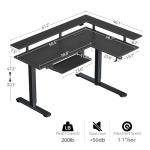 Rolanstar L Shaped Standing Desk with Keyboard Tray, Height Adjustable Corner Desk with LED Light & Power Outlet, Electric Sit Stand Computer Desk with Monitor Stand, Black