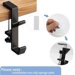 Headphone Stand - Aluminum Alloy Headphone Holder, Under Headset Stand for Desk Fit for PC Gaming Headset Hanger Hook Suitable for Office, Computer, Student Class Desk, Handmade Creator Table (Black2)