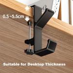 Headphone Stand - Aluminum Alloy Headphone Holder, Under Headset Stand for Desk Fit for PC Gaming Headset Hanger Hook Suitable for Office, Computer, Student Class Desk, Handmade Creator Table (Black2)