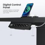 Rolanstar L Shaped Standing Desk with Keyboard Tray, Height Adjustable Corner Desk with LED Light & Power Outlet, Electric Sit Stand Computer Desk with Monitor Stand, Black