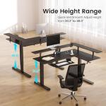 Rolanstar L Shaped Standing Desk with Keyboard Tray, Height Adjustable Corner Desk with LED Light & Power Outlet, Electric Sit Stand Computer Desk with Monitor Stand, Black