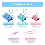 Paper Clips and Binder Clips Assorted Sizes, 240 PCS Colored Office Clips Set Large Medium Small Paper Clamps Paperclips Push Pin Thumb Tacks, College Supplies Home Office Supplies Document Organizing