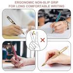 Linbsunne Ballpoint Pens Black Medium Point 1mm Pen with Super Soft Grip Ball Point Pen for Men Women Retractable Pens (gold-12 pcs)