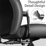 Bananister Black Leather Office Desk Chair with Wheels and Arms, Height Adjustable, Vintage, Mid Century Modern Style