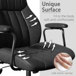 Bananister Black Leather Office Desk Chair with Wheels and Arms, Height Adjustable, Vintage, Mid Century Modern Style