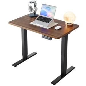 HUANUO 32" Small Electric Standing Desk Adjustable Height, 4 Memory Height Settings, Sit Stand Up Desk for Home Office & Computer Workstation, Black Walnut