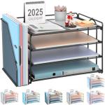 gianotter 4-Tier Paper Organizer With Magazine Holder, Desk Organizers and Accessories, Desk Accessories & Workspace Organizers, File Organizer for Office Supplies Storag (Black, 4-Tier)