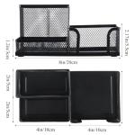 M&G Mesh Pen Holder Desk Organizers Pencil Holder for Desk Black, 3 Compartments Metal Office Supply Organizer with Sticky Notes Holder for School Home Office