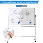 Maxtek Rolling White Board on Wheels 48x32 inch Double Side Magnetic Dry Erase Board with Stand, Aluminum Frame Easel Mobile Standing Whiteboard for Office, Classroom & Home