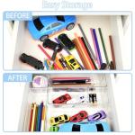 Manalete Drawer Organizers Set of 15, 4 Sizes Clear Plastic Drawer Organizers and Storage Bins for Kitchen, Bathroom, Office, Dresser Desk Drawer Organizer Tray for Jewelry, Makeup, Junk, Gadgets