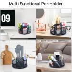 Topwey Pen Holder for Desk, 360 Rotating Pencil Holder, Cup Holder for Desk Office, Desk Organizers and Accessories in Black