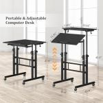 Enayplon Small Standing Desk with Wheels, Mobile Stand Up Desk, Portable Standing Table on Wheels for Walking Pad, Rolling Computer Desk Adjustable Height, Tall Table