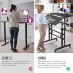 Enayplon Small Standing Desk with Wheels, Mobile Stand Up Desk, Portable Standing Table on Wheels for Walking Pad, Rolling Computer Desk Adjustable Height, Tall Table