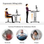 Enayplon Small Standing Desk with Wheels, Mobile Stand Up Desk, Portable Standing Table on Wheels for Walking Pad, Rolling Computer Desk Adjustable Height, Tall Table