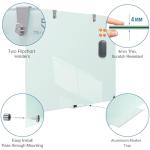 TSJ OFFICE Glass Dry-Erase Board - 36 x 24 Inches Wall Mounted Whiteboard with Magnetism, Large Frameless Glass White Board for Office, Home & School