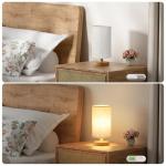 Fenmzee Small Table Lamp for Bedroom - Inline Control, Bedside Lamp with 3000K A15 LED Blub, Easy Assembly (Cream Shade - Wood Base, 9" Inline Control)