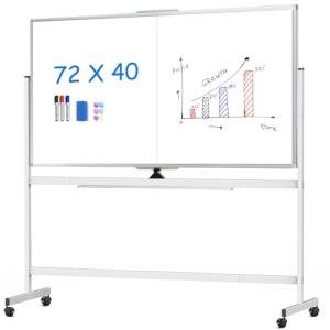 maxtek Rolling Whiteboard, 72x40 Large Double-Sided White Board Dry Erase on Wheels, Giant Magnetic White Board Standing for Office, School, Home Office, Homeschool(72 x 40)