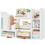 NUTIKAS Desk Shelves Desktop Orgnizer Shlef - White Office Organization for Top of Desk Organizers and Accessories Corner Bookshelf Table Top Shelving Small Hutch Decorations for Women Office
