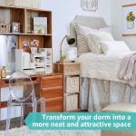 NUTIKAS Desk Shelves Desktop Orgnizer Shlef - White Office Organization for Top of Desk Organizers and Accessories Corner Bookshelf Table Top Shelving Small Hutch Decorations for Women Office