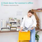 NUTIKAS Desk Shelves Desktop Orgnizer Shlef - White Office Organization for Top of Desk Organizers and Accessories Corner Bookshelf Table Top Shelving Small Hutch Decorations for Women Office