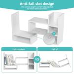 NUTIKAS Desk Shelves Desktop Orgnizer Shlef - White Office Organization for Top of Desk Organizers and Accessories Corner Bookshelf Table Top Shelving Small Hutch Decorations for Women Office