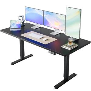 HUANUO 63 x 28 inch Electric Standing Desk Adjustable Height, 4 Memory Height Settings, Sit Stand Up Desk for Home Office & Computer Workstation, Black