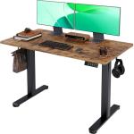 Claiks Electric Standing Desk, Adjustable Height Stand up Desk, 24x48 Inches Sit Stand Home Office Desk with Splice Board, Black Frame/Rustic Brown Top