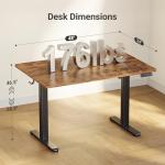 Claiks Electric Standing Desk, Adjustable Height Stand up Desk, 24x48 Inches Sit Stand Home Office Desk with Splice Board, Black Frame/Rustic Brown Top