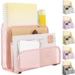 gianotter Mail Organizer Countertop, Metal File Holder with 3-Slot, Rose Gold Desk Accessories & Workspace Organizers (Rose Gold)