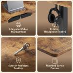 Claiks Electric Standing Desk, Adjustable Height Stand up Desk, 24x48 Inches Sit Stand Home Office Desk with Splice Board, Black Frame/Rustic Brown Top