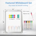 AMUSIGHT Double-Sided White Board, 16" x 12" Dry Erase Board Small Whiteboard for Wall Magnetic Hanging White Board Dry Erase for College Dorm Room, School, Home, Office