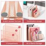 gianotter Mail Organizer Countertop, Metal File Holder with 3-Slot, Rose Gold Desk Accessories & Workspace Organizers (Rose Gold)
