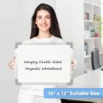 AMUSIGHT Double-Sided White Board, 16" x 12" Dry Erase Board Small Whiteboard for Wall Magnetic Hanging White Board Dry Erase for College Dorm Room, School, Home, Office